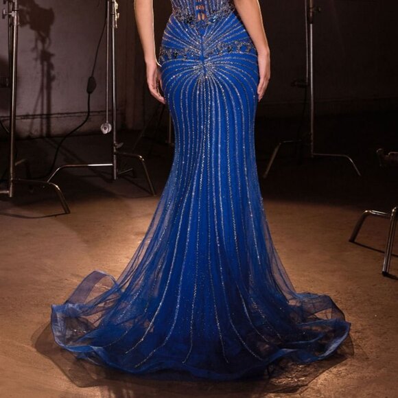 Prom dress. Formal pageant mother of the bride bridesmaids party evening blue - Picture 6 of 8